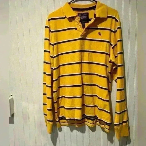 Vntg y2k Abercrombie long sleeve stripe polo sz. Large EUC preppy casual - Picture 1 of 5